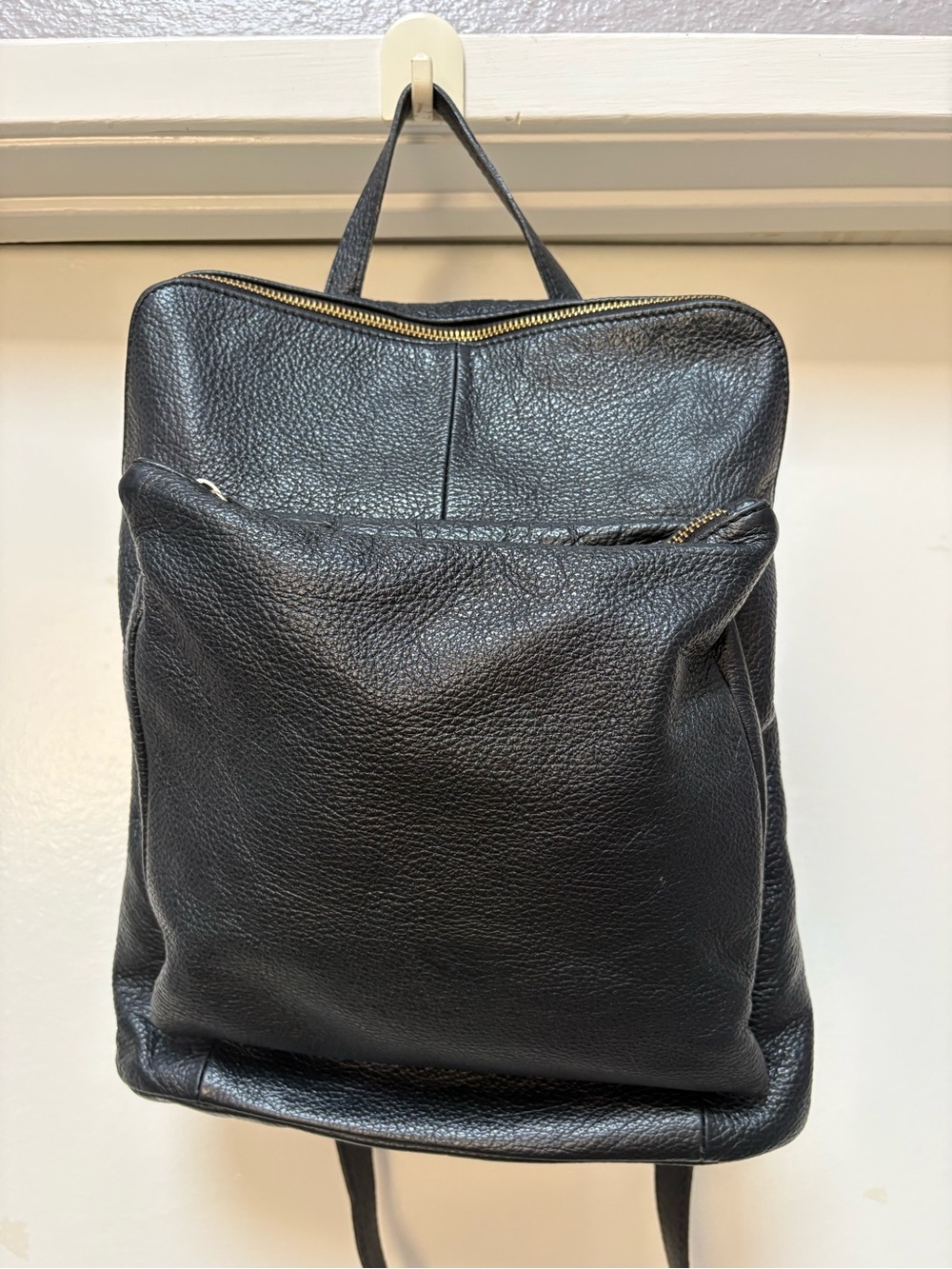 L.CREDI Black Pebble Leather Convertible Backpack Shoulder Bag Made in Italy - Picture 3 of 10
